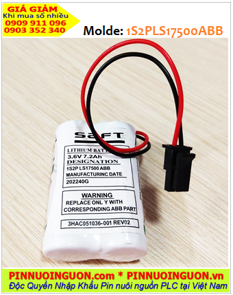 ABB 1S2PLS17500 (2 viên ghép đôi; Pin nuôi nguồn ABB 1S2PLS17500 lithium 3.6v 7200mAh, Xuất xứ Pháp